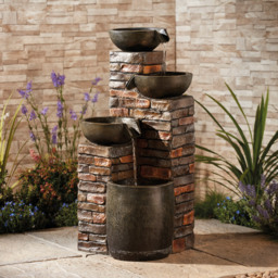 Garden Gear Serenity Pouring Bowls Water Feature - Size: 90 x 43 x 45cm - Grey - Wilko - thumbnail 3