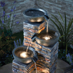 Garden Gear Serenity Pouring Bowls Water Feature - Size: 90 x 43 x 45cm - Grey - Wilko - thumbnail 4