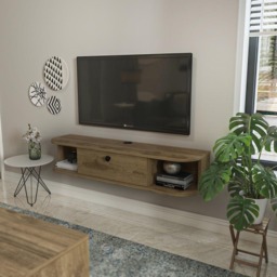 Decorotika Ibarra Single Door 2 Shelf Oud Wall Mounted TV Unit - Size: 23.4 x 120 x 29.6cm - Brown - Wilko - thumbnail 6