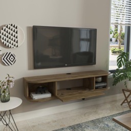 Decorotika Ibarra Single Door 2 Shelf Oud Wall Mounted TV Unit - Size: 23.4 x 120 x 29.6cm - Brown - Wilko - thumbnail 5