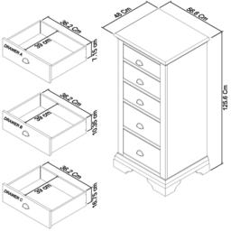 Bentley Designs Hampstead 5 Drawer Oak and Ivory Tall Chest - Cream - Wilko - thumbnail 5