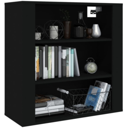 vidaXL 3 Open Shelf Black Wall Mounted Cabinet - Size: 80 x 80 x 33cm - Wilko - thumbnail 4