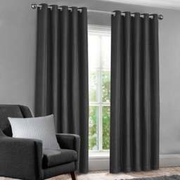 Velosso Waffle Charcoal Blackout Curtains 168 x 228cm - Size: W 168 x D 228cm - Grey - Wilko