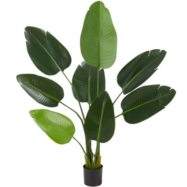 tectake Artificial Bird of Paradise Tree in Pot 120cm - Size: 120 x 25 x 25cm - Green - Wilko - image 1