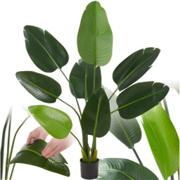 tectake Artificial Bird of Paradise Tree in Pot 120cm - Size: 120 x 25 x 25cm - Green - Wilko - thumbnail 3