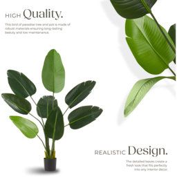 tectake Artificial Bird of Paradise Tree in Pot 120cm - Size: 120 x 25 x 25cm - Green - Wilko - thumbnail 4