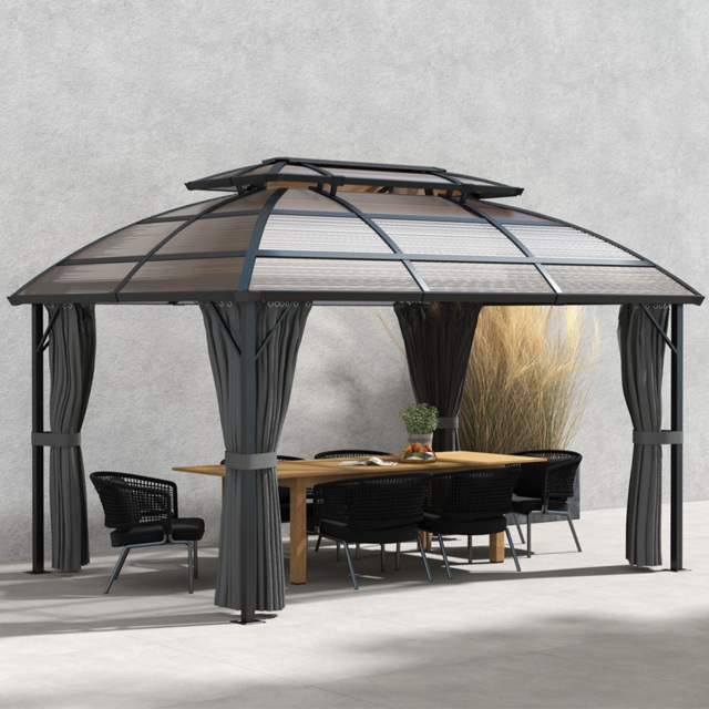 Outsunny 4 x 3m Brown Aluminium Gazebo with Curtains - Size: 224.5 x 38.5 x 16.5cm - Wilko - image 1