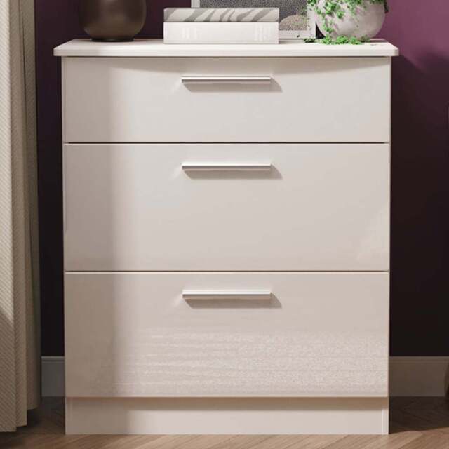 Crowndale Knightsbridge 3 Drawer Kashmir Gloss Deep Chest of Drawers Ready Assembled - Kashmir Gloss & Kashmir - Wilko - image 1