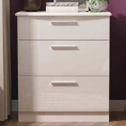 Crowndale Knightsbridge 3 Drawer Kashmir Gloss Deep Chest of Drawers Ready Assembled - Kashmir Gloss & Kashmir - Wilko - thumbnail 1
