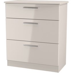 Crowndale Knightsbridge 3 Drawer Kashmir Gloss Deep Chest of Drawers Ready Assembled - Kashmir Gloss & Kashmir - Wilko - thumbnail 4