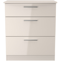 Crowndale Knightsbridge 3 Drawer Kashmir Gloss Deep Chest of Drawers Ready Assembled - Kashmir Gloss & Kashmir - Wilko - thumbnail 3