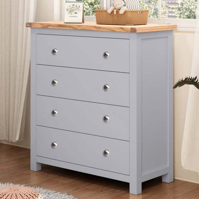 Mirano 4 Drawer Grey Chest of Drawers with Chrome Knob and Legs - Wilko - image 1
