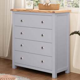 Mirano 4 Drawer Grey Chest of Drawers with Chrome Knob and Legs - Wilko - thumbnail 1