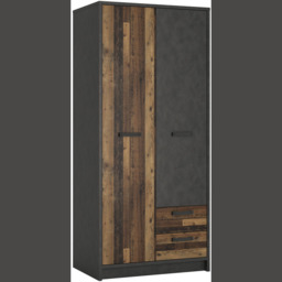 Florence Brooklyn 2 Door 2 Drawer Walnut and Dark Matera Grey Wardrobe - Size: 2 Door, 2 Drawer - Furniture to Go - Wilko - thumbnail 3