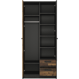 Florence Brooklyn 2 Door 2 Drawer Walnut and Dark Matera Grey Wardrobe - Size: 2 Door, 2 Drawer - Furniture to Go - Wilko - thumbnail 4