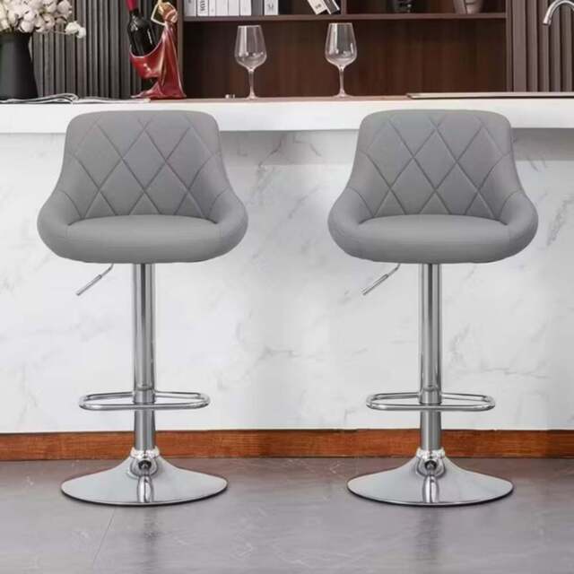 Alivio Premium Grey and Chrome Faux Leather Swivel Bar Stool Set of 2 - Wilko - image 1
