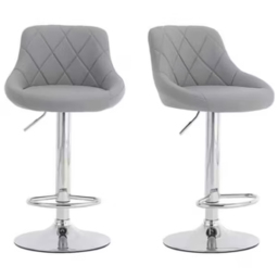 Alivio Premium Grey and Chrome Faux Leather Swivel Bar Stool Set of 2 - Wilko - thumbnail 3
