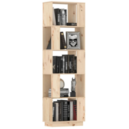 vidaXL 5 Shelf Natural Solid Pine Wood Tall Bookcase - Size: 163.5 x 51 x 25cm - Brown - Wilko - thumbnail 5