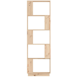 vidaXL 5 Shelf Natural Solid Pine Wood Tall Bookcase - Size: 163.5 x 51 x 25cm - Brown - Wilko - thumbnail 4