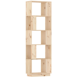 vidaXL 5 Shelf Natural Solid Pine Wood Tall Bookcase - Size: 163.5 x 51 x 25cm - Brown - Wilko - thumbnail 3