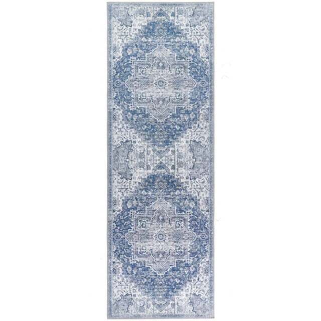 Origins My Washable Blue and Off White Garda Rug 67 x 200cm - Origins Rugs - Wilko - image 1