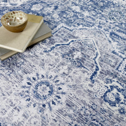 Origins My Washable Blue and Off White Garda Rug 67 x 200cm - Origins Rugs - Wilko - thumbnail 6