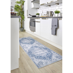 Origins My Washable Blue and Off White Garda Rug 67 x 200cm - Origins Rugs - Wilko - thumbnail 3