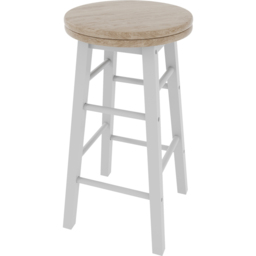 Chef Vida White Wooden Revolving Bar Stool - Size: 64 x 32 x 32cm - Wilko - thumbnail 3