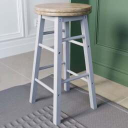 Chef Vida White Wooden Revolving Bar Stool - Size: 64 x 32 x 32cm - Wilko - thumbnail 1
