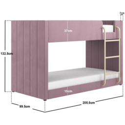 Flair Eden Pink Velvet Bunk Bed - Size: Single - Wilko - thumbnail 7