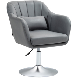 HOMCOM Dark Grey Microfibre Swivel Accent Chair - Size: Single - Wilko - thumbnail 3