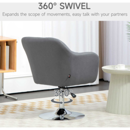 HOMCOM Dark Grey Microfibre Swivel Accent Chair - Size: Single - Wilko - thumbnail 7