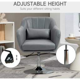 HOMCOM Dark Grey Microfibre Swivel Accent Chair - Size: Single - Wilko - thumbnail 6