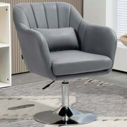 HOMCOM Dark Grey Microfibre Swivel Accent Chair - Size: Single - Wilko - thumbnail 1