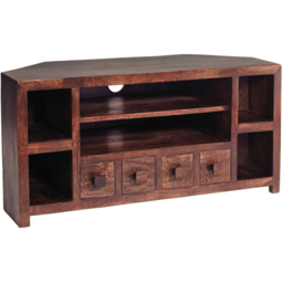 Brooklyn Nihash Toko 4 Drawer 6 Shelf Dark Mango Corner TV Unit - Brown - Wilko - thumbnail 3