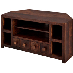 Brooklyn Nihash Toko 4 Drawer 6 Shelf Dark Mango Corner TV Unit - Brown - Wilko - thumbnail 6