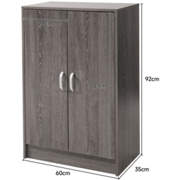 H&O Direct 2 Door 6 Shelf Wood Grained Surface Shoe Cabinet - Grey - Wilko - thumbnail 7