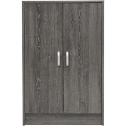 H&O Direct 2 Door 6 Shelf Wood Grained Surface Shoe Cabinet - Grey - Wilko - thumbnail 3