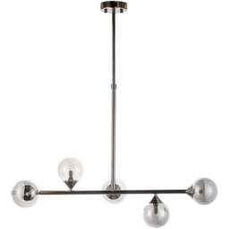 Merano Grosseto Smoked Mirror Glass Black Chrome Bar Ceiling Light - Size: 90 x 30 x 117cm - Wilko