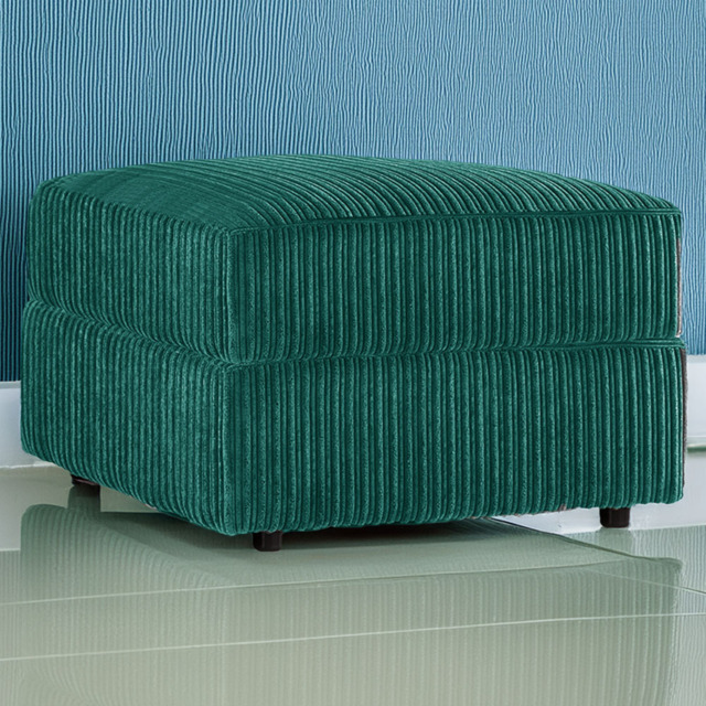 Luxor Teal Jumbo Cord Footstool - Size: 45 x 55 x 55cm - Green - Wilko - image 1