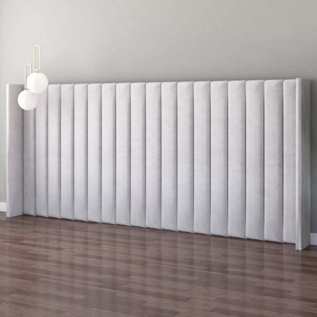 Aspire Furniture Grandeur Light Silver Plush Velvet Wing Headboard - Size: Emperor - Aspire Beds - Wilko - image 1