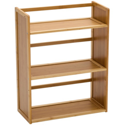 Living and Home 3 Shelf Natural Bamboo Desktop Bookshelf with Guardrail - Wilko - thumbnail 3