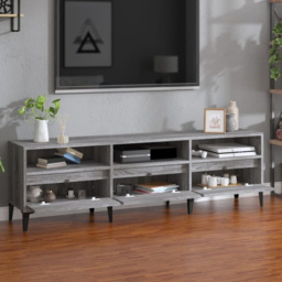 vidaXL 3 Door 3 Shelf Grey Sonoma TV Cabinet - Size: 44.5 x 150 x 30cm - Wilko