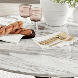 Furniturebox Arona Kensington Marble Effect 6 Seater Round Dining Set White Black and Grey - Wilko - thumbnail 6