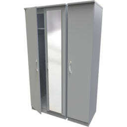Crowndale Avon 3 Door Dusk Grey Mirror Wardrobe Ready Assembled - Wilko - thumbnail 5
