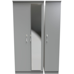 Crowndale Avon 3 Door Dusk Grey Mirror Wardrobe Ready Assembled - Wilko - thumbnail 3