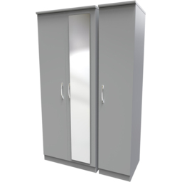 Crowndale Avon 3 Door Dusk Grey Mirror Wardrobe Ready Assembled - Wilko - thumbnail 4