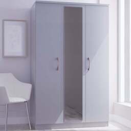 Crowndale Avon 3 Door Dusk Grey Mirror Wardrobe Ready Assembled - Wilko - thumbnail 1