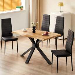 Kosy Koala 4 Seater Wooden Dining Set Black - Multi - Wilko - thumbnail 1