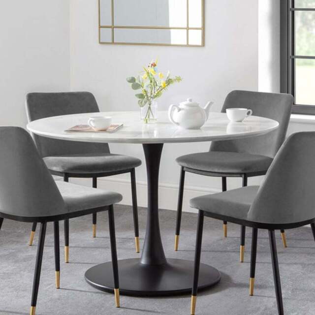 Julian Bowen Holland 4 Seater Round Pedestal Dining Table Black and White - Wilko - image 1